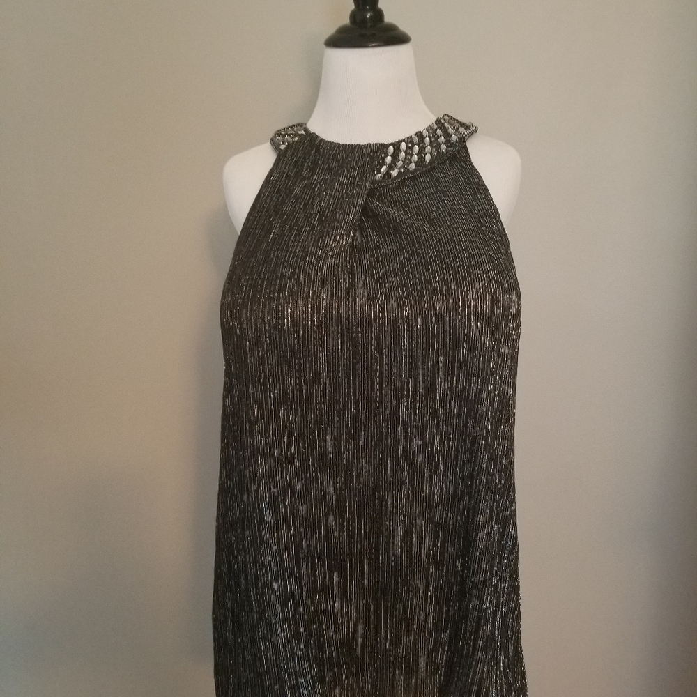 Alfani Sleeveless Metallic Gray Blouse - XL